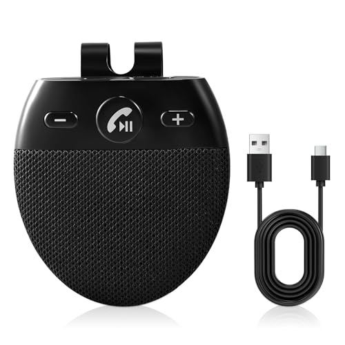 Freisprechanlage für Mobiltelefone, Auto Bluetooth 5.0 Eingebautes Mikrofon, Freisprechanlage Visier Auto Kit für GPS, Musik, Anrufe, Lautstärkeregelung, und Sprachassistent, Automatische Verbindung von Aofesel