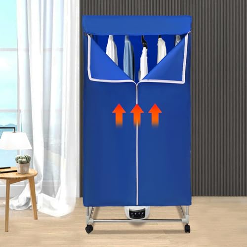 Wäschetrockner, tragbare Mini-Trocknermaschine, elektrischer Trockner für Wohnungen mit 1200-1500 Watt Leistung und PTC Fünf-Schicht-Heizung Design,für Häuser, Wohnungen, Schlafsäle, Wohnwagen Blau Wäschetrockner, tragbare Mini-Trocknermaschine, elektrischer Trockner für Wohnungen mit 1200-1500 Watt Leistung und PTC Fünf-Schicht-Heizung Design,für Häuser, Wohnungen, Schlafsäle, Wohnwagen Blau von Aohuada