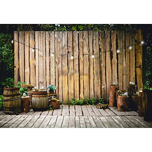 Aoihrraan 3x2m Rustikal Holz Wand Hintergrund Gestreift Holz Wand Boden Fässer Glitzer Lichter Fotografie Hintergrund Hochzeit Abschlussball Outdoor Party Kinder Erwachsene Porträt Foto Prop von Aoihrraan