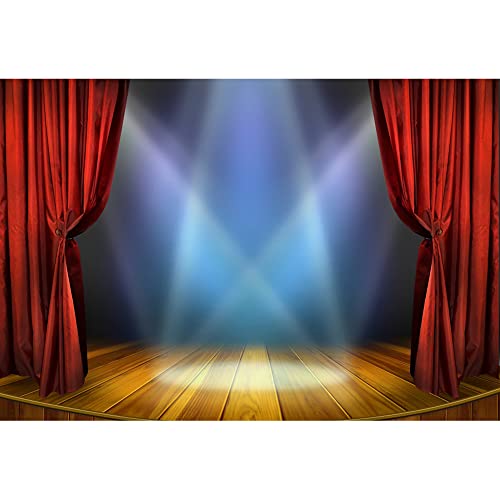 Aoihrraan 3x2m Theater Bühne Hintergrund Rot Gardinen Rustikal Holz Boden Scheinwerfer Fotografie Hintergrund Talent Leistung Show Auszeichnung Zeremonie Festival Feier Banner Foto Requisiten von Aoihrraan