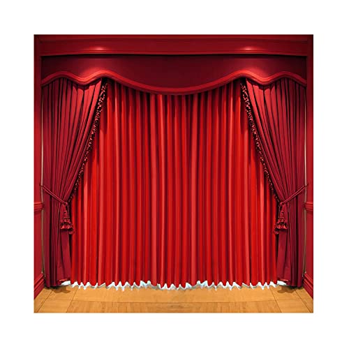 Aoihrraan 3x3m Rot Vorhang Bühne Hintergrund Vintage Theater Bühne Scheinwerfer Holz Boden Fotografie Hintergrund Drama Festival Feier Ereignis Party Hochzeit Abschlussball Foto Requisite von Aoihrraan