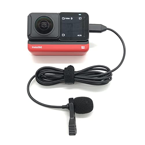 Kompatibel für Insta360 One R Typ-C-Lavaliermikrofon Extern High-Fidelity-Aufnahme-Mikrofonkabel 1,5 m Kabel für Insta360 One R Kamera Zubehör Schwarz（A464） von Aokicase