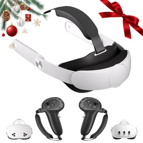 Aolukytech Verstellbarer VR 3 Kopfgurt und Controller-Griffe, Zubehör, kompatibel mit Meta Quest 3, leichter und bequemer VR-Headset-Gurt, Handgriffe, Elite Strap Ersatz für Oculus Quest 3 von Aolukytech