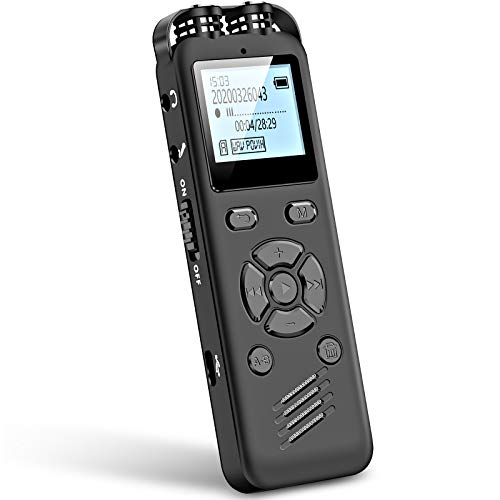 Aomago 32GB Digitales Diktiergerät für Besprechungen-A36 Audiorecorder Mit Wiedergabe Unterstützung Externes Mikrofon und Line-Aufnahme 1536Kbps Diktiergerät Aufnehmen von Aomago