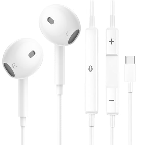 Aomlike USB C Kopfhörer für Samsung Galaxy und iPhone 16/15, Typ C In-Ear Kopfhörer mit Kabel, HiFi Stereo Ohrhörer mit Mikrofon und Lautstärkeregler für i-Pad Pro/Air, Samsung Galaxy S24 / S23 Ultra Aomlike USB C Kopfhörer für Samsung Galaxy und iPhone 16/15, Typ C In-Ear Kopfhörer mit Kabel, HiFi Stereo Ohrhörer mit Mikrofon und Lautstärkeregler für i-Pad Pro/Air, Samsung Galaxy S24 / S23 Ultra von Aomlike