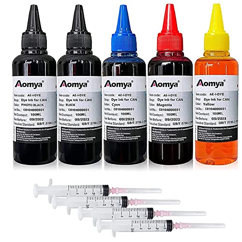 Aomya Nachfüllset für Tintenstrahldrucker PGI-545 PGI-540 PGI-550 CLI-551 PGI-570 CLI-571 PGI-580 PGI-525 PGI-520 CLI-521 Tintenstrahldrucker nachfüllbar artridge with 5 Spritzen (PBK+BK+CMY) von Aomya