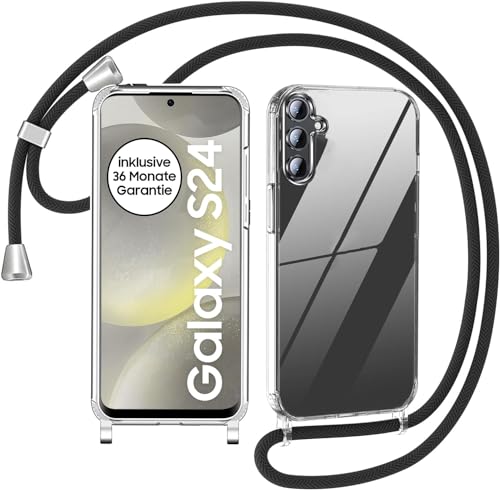 AoozeFon Handykette für Samsung Galaxy S24 5G Hülle mit Band, Handyhülle Silikon für Samsung S24 mit Abnehmbar Kordel TPU + PC Stossfest Bumper Cover zum Umhängen Necklace Handyhülle, Transparent von AoozeFon