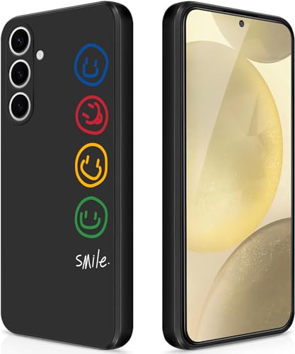 AoozeFon Hülle für Samsung Galaxy S24 Handyhülle Smile Muster Schön Mädchen Schutzhülle süß Ultra Dünn Liquid Silikon Kameraschutz Stoßfeste Case Weich Cover für Samsung S24 5G, Schwarz von AoozeFon