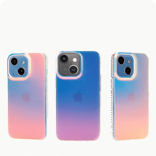 AoozeFon für Hülle iPhone 13/14 Handyhülle Matt Durchscheinende Schillernd Fluoreszierend Regenbogen Effekt Schutzhüll iPhone 14/13 Schlanke Harter PC Rückseite + Weichem Silikonrand Hybrid Case von AoozeFon