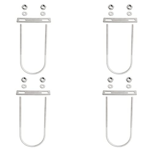 Aopin Runde U-Bügelschraube 65 mm Innenbreite U-Bolzen Halterungen 304 Edelstahl M6 mit Mutter, Platte, Unterlegscheibe für Auto/Wohnmobil/Anhänger-Stoßstange, 4 Sets von Aopin