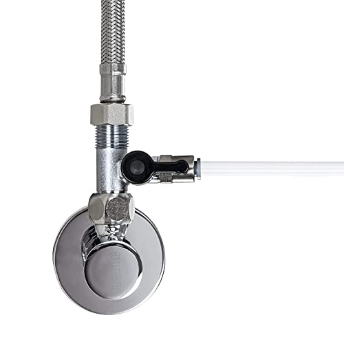 Absperrhahn, Absperrventil Adapter T-Stück verschiedene Größen zum Anschluss von Wasserfilter | Umkehrosmose, Side-by-Side Kühlschränke, Kaffeemaschine, Größe: (3/8 AG x 1/4 QC x 3/8 ÜM) von Aora