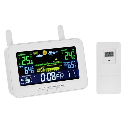 Aoresac Wetterstation Funk mit Außensensor, Innen Außen Hygrometer Thermometer Hygrometer Wecker mit Farbbildschirm für Wetter, Datum, Temperatur, Luftfeuchtigkeit, Wettervorhersage Aoresac Wetterstation Funk mit Außensensor, Innen Außen Hygrometer Thermometer Hygrometer Wecker mit Farbbildschirm für Wetter, Datum, Temperatur, Luftfeuchtigkeit, Wettervorhersage von Aoresac