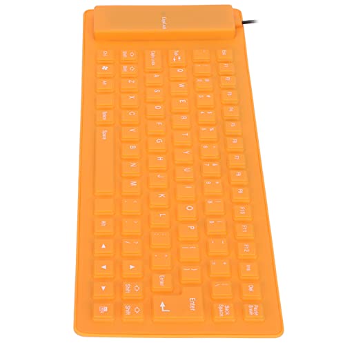 Stille Weiche, Komfortable USB -verdrahtete Silikon -Tastatur, Tragbare Rollbare Tastatur mit Faltbarem Wasserdichtem und Staubdichtem Design, Ideal für den PC (Orange) von Aoresac