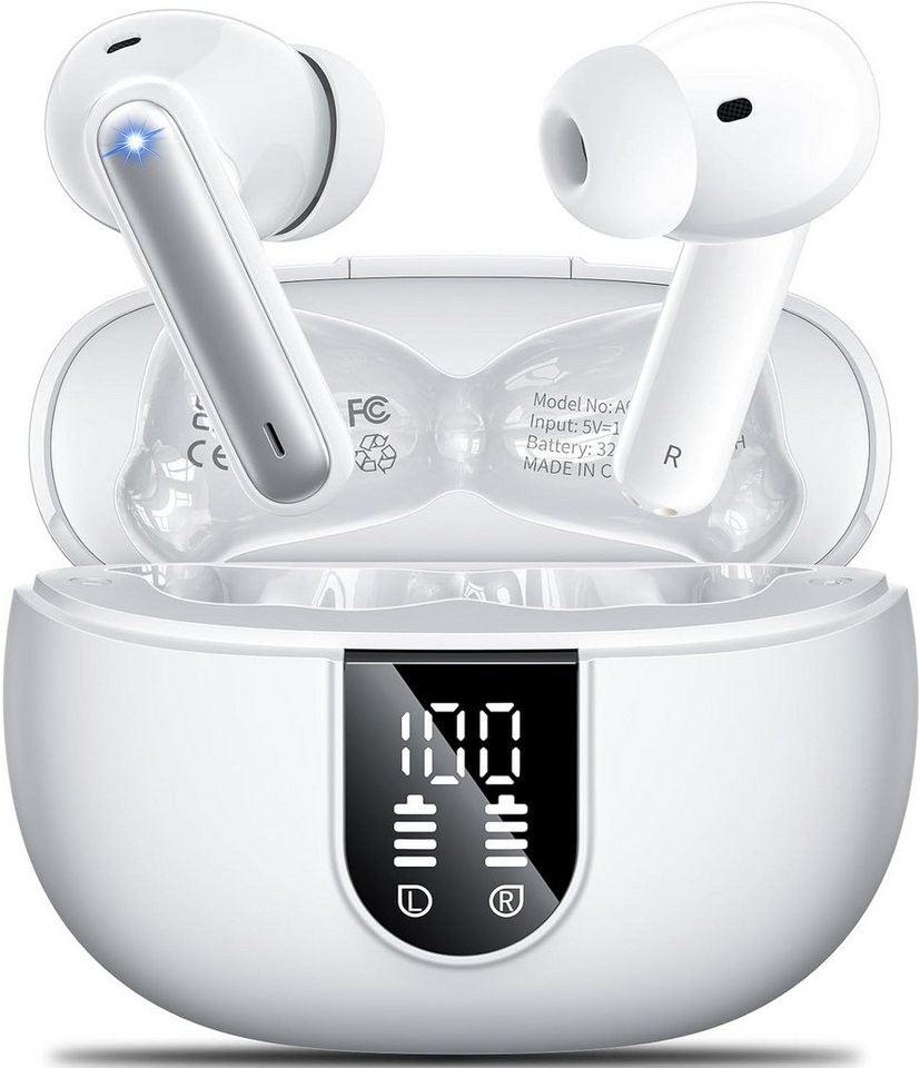 Aoslen Kabellos Bluetooth 5.3 Sport LED Anzeige 42 std Spielzeit In-Ear-Kopfhörer (Kabellose Ohrhörer mit Geräuschunterdrückung für ungestörten Sound in jeder Umgebung, mit 4 Mikrofon ENC Anruf NoiseCancelling HI-FI Stereo IPX7 Wasserdicht) von Aoslen