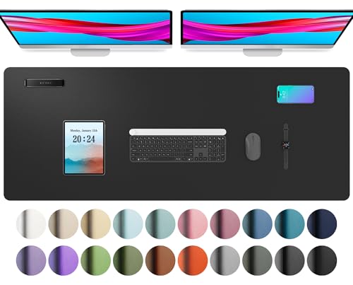 Aothia Schreibtischunterlage,PU-Leder-Schreibtischmatte,Mauspad,Rutschfester Schreibtischschutz,wasserdichter Schreibtisch-Schreibblock für Büro und Zuhause(122x43cm,Schwarz) von Aothia