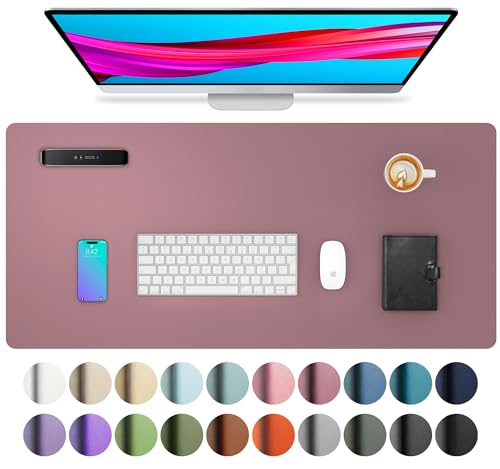 Aothia Schreibtischunterlage,Mauspad mit Leder und Rutchfeste Wildleder,Multifunktionales Office Mousepad Laptop Schreibunterlage,Tisch-Schutz Unterlage für Büro/Home(80x40cm, Lila) von Aothia