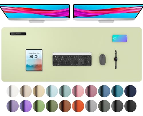 Aothia Schreibtischunterlage,PU-Leder-Schreibtischmatte,Mauspad,rutschfester Schreibtischschutz,wasserdichter Schreibtisch-Schreibblock für Büro und Zuhause(122x43cm,Grasgrün) von Aothia