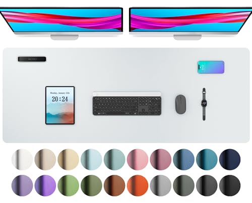 Aothia Schreibtischunterlage,PU-Leder-Schreibtischmatte,Mauspad,rutschfester Schreibtischschutz,wasserdichter Schreibtisch-Schreibblock für Büro und Zuhause(122x43cm,Kaum Grau) von Aothia