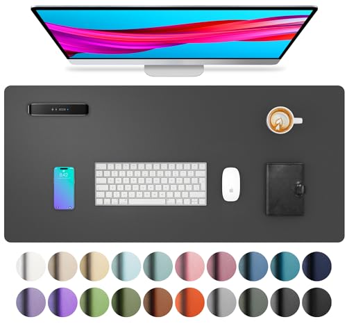 Aothia Schreibtischunterlage,Mauspad mit Leder und Rutchfeste Wildleder,Multifunktionales Office Mousepad Laptop Schreibunterlage,Tisch-Schutz Unterlage für Büro/Home(60x35cm,grau) von Aothia