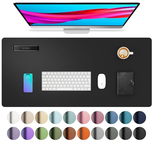 Aothia Schreibtischunterlage,Mauspad mit Leder und Rutchfeste Wildleder,Multifunktionales Office Mousepad Laptop Schreibunterlage,Tisch-Schutz Unterlage für Büro/Home(60cmx35cm, Schwarz) von Aothia