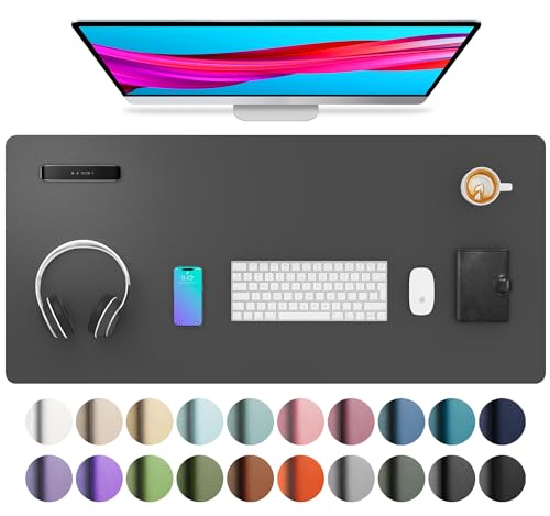 Aothia Schreibtischunterlage,Mauspad mit Leder und Rutchfeste Wildleder,Multifunktionales Office Mousepad Laptop Schreibunterlage,Tisch-Schutz Unterlage für Büro/Home(91cmx43cm,grau) von Aothia