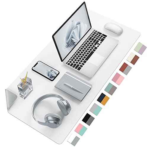 Aothia Schreibtischunterlage-Große Mauspad-Schreibtischmatte,Büro Schreibtisch Pad, Schreibblock, Doppelseitige Verwendung PU Leder Wasserdicht(80x40cm,Weiß) von Aothia