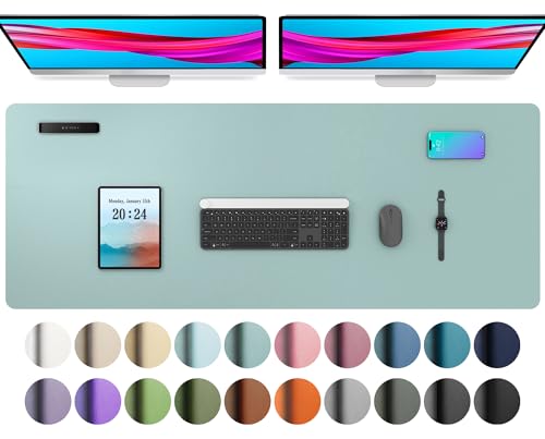 Aothia Schreibtischunterlage - Mauspad,Büro Schreibtischmatte,Rutschfester PU Leder Schreibtisch,Laptop Schreibtisch Pad,Wasserdichtes Schreibtisch Schreibpad für Büro und Zuhause(122x43cm, Hellblau) von Aothia