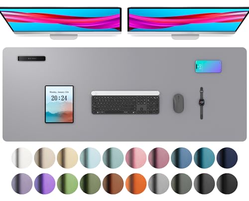 Aothia schreibtischunterlage,Mauspad, Büro-Schreibtischmatte, rutschfester PU-Leder-schreibtischmatte,wasserdichter schreibunterlage für Büro und Zuhause(122x43cm,Hellgrau) von Aothia