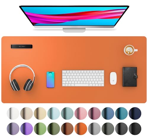 Aothia schreibtischunterlage,Mauspad,Büro-Schreibtischmatte,Rutschfester PU-Leder-schreibtischmatte,wasserdichter schreibunterlage für Büro und Zuhause(91x43cm,Hermes Orange) von Aothia