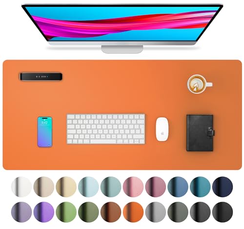 Aothia schreibtischunterlage leder,schreibtisch unterlagenmatte,Mauspad,Rutschfester Schreibtischschutz，wasserdichter Schreibtisch für Büro und Zuhause(60x35cm,Hermes Orange) von Aothia