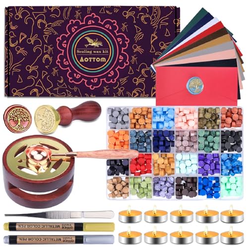 Siegelwachs Set, 720 Siegelwachs Perlen im 24 Farben+1 Wachssiegel Stempel+10 Teelicht Kerze+1 Wachssiegelwärmer+2 Acrylstifte usw.für Umschlägen Briefe/Hochzeit/Weihnachts Karten DIY Geschenkbox Siegelwachs Set, 720 Siegelwachs Perlen im 24 Farben+1 Wachssiegel Stempel+10 Teelicht Kerze+1 Wachssiegelwärmer+2 Acrylstifte usw.für Umschlägen Briefe/Hochzeit/Weihnachts Karten DIY Geschenkbox von Aottom