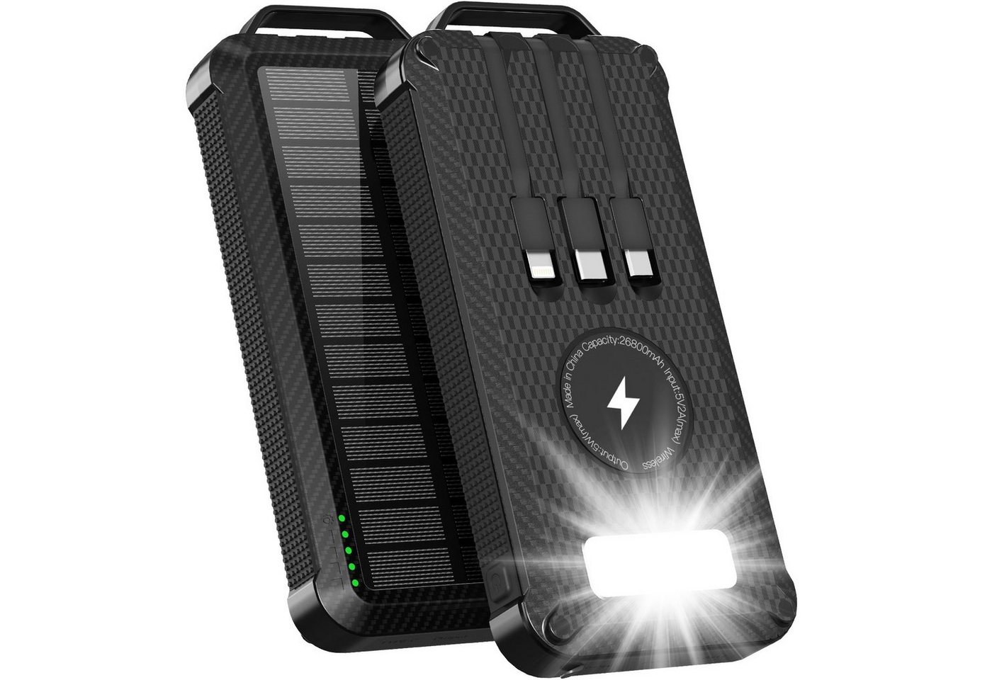 Aoucheni Wireless Solar Powerbank 26800mAh Solar Ladegerät mit 4 Outputs Powerbank 26800 mAh von Aoucheni