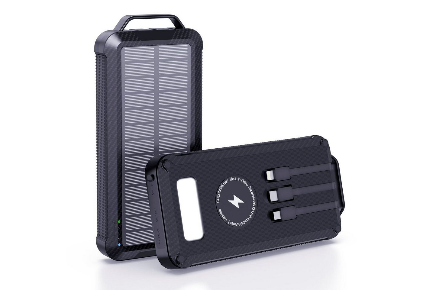 Aoucheni Wireless Solar Powerbank Solar Ladegerät mit 4 Outputs Solar Powerbank 26800 mAh, für alle Mobiltelefone, Tablets und elektronischen Geräte von Aoucheni