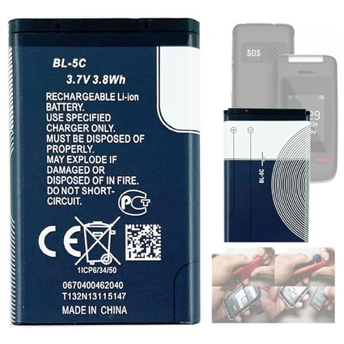 Aousavo 1200mAh BL-5C ersatz akku Kompatibel mit Artfone C10 Senioren Mobile Phone akku 1200mAh BL-5C von Aousavo