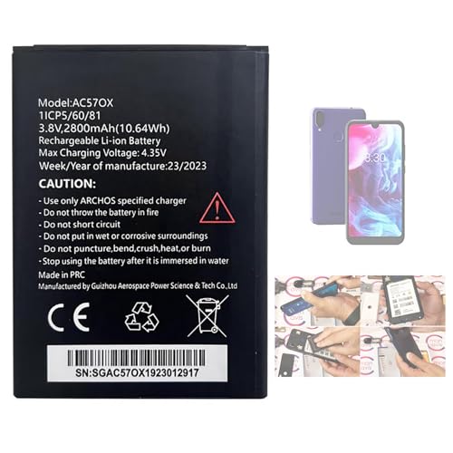 Aousavo AC57OX ersatz akku Kompatibel mit Archos Oxygen 57 Archos AC57OX Phone von Aousavo