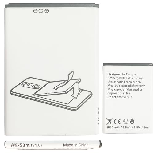 Aousavo AK-S3m (V1.0) (S3m) ersatz akku AK-S3m Kompatibel mit Emporia SMART.3 Mini, SMART 4,S4 Smartphone Emporia Supereasy SE Seniorenhandy (High Capacity 2600mAh) von Aousavo