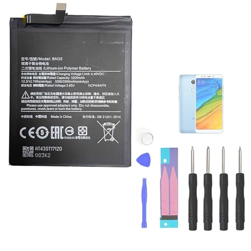 Aousavo BN35 ersatz akku Kompatibel mit Xiaomi Mi Redmi 5 mit Free Toolkit von Aousavo