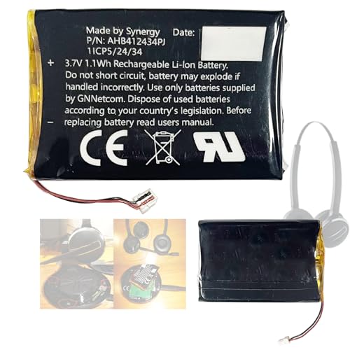 Aousavo Neue Upgrades AHB412434PJ ersatz akku Kompatibel mit Ja-Bra Pro 9400, Pro 9450, Pro 9460, Pro 9465, Pro 9470 Wireless Kopfhörer Bluetooth Headset von Aousavo