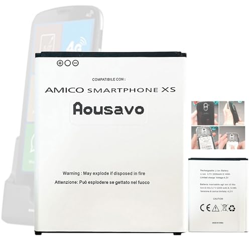 Aousavo Smartphone XS ersatz akku Kompatibel mit BRONDI Amico Smartphone XS/BRONDI Smartphone XS von Aousavo