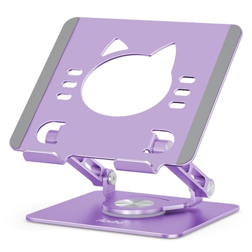 Aoviho Tablet-Ständer, um 360 ° drehbarer Aluminiumhalter, verstellbar, tragbar und faltbar, Monitorständer für iPads, kompatibel mit 4-13,3 Zoll Tablets, Lila von Aoviho
