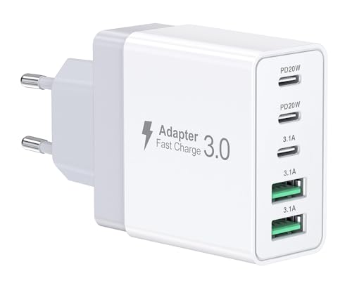 USB C Ladegerät Wandladegerät 50W Schnellladeblock 5 Port USB C Stecker mit PD20W und QC3.0 Mehrfach Ladestecker Netzteil für iPhone 16 15 14 13 12 11 Pro Max Plus XR XS 8, iPad, Samsung Handys von Aowuuc