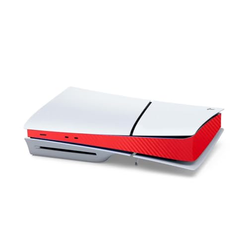 Abziehbilder Seitenstreifen-Aufkleber Für PS5 Slim Konsole Kohlefaser Haut Abdeckung Aufkleber Host Center Aufkleber Spielkonsolen-Zubehör (Carbon Fiber Red) von Aoyygg