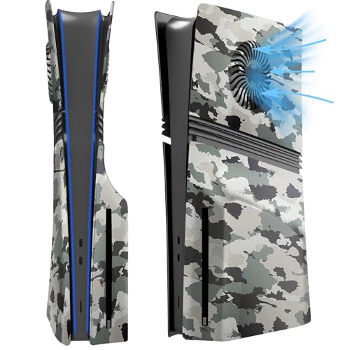 Ersatz Platten Deckel Für PS5 PRO Digital Konsole Belüftete Ausführung Gehäuse-Frontplatte Für PS5 PRO Optisches Laufwerk Schutzhülle in Tarnfarbe (Optical Drive Version) von Aoyygg