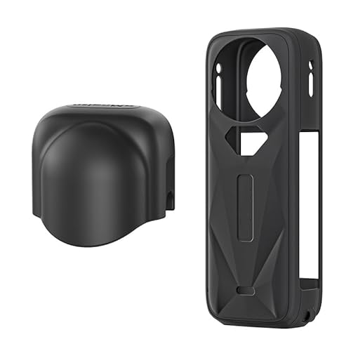 X5 Objektivdeckel-Schutzhülle, Skin-Schutzhülle für Insta360 X5 Silikonhülle, Sportkamera-Zubehör (Black Lens Cap+Black Protective Cover) von Aoyygg