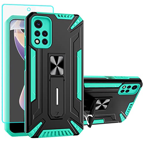 Aozuoton Xiaomi Redmi Note 11 Pro Hülle, Redmi Note 11 Pro Handyhülle, mit HD Schutzfolie [Military Grade Stoßfest] Schutzhülle mit Ständer Schutzhülle Case Cover für Xiaomi Redmi Note 11 Pro (Minze) von Aozuoton