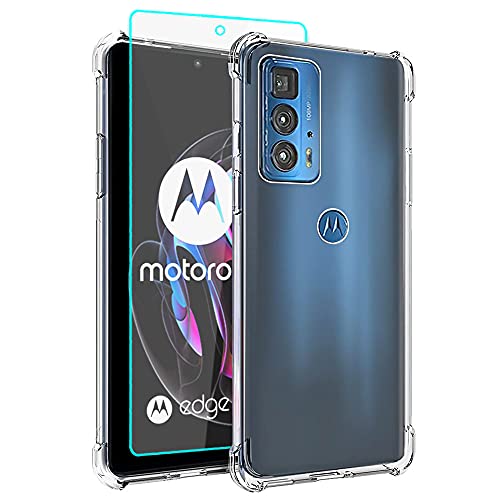 Motorola Edge 20 Pro Hülle, Moto Edge 20 Pro Hülle mit HD Schutzfolie, Dünne Transparent Stoßfest Anti-Kratzer Silikon Crystal Handyhülle für Motorola Edge 20 Pro (Transparent) von Aozuoton