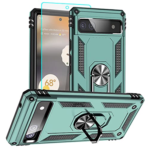 Pixel 6a Hülle, Google Pixel 6A Hülle Metallring Handyhülle & Schutzfolie, Hybrid Case Ständer Stoßstange Handy Hüllen Cover für Google Pixel 6a,Dunkelgrün Pixel 6a Hülle, Google Pixel 6A Hülle Metallring Handyhülle & Schutzfolie, Hybrid Case Ständer Stoßstange Handy Hüllen Cover für Google Pixel 6a,Dunkelgrün von Aozuoton