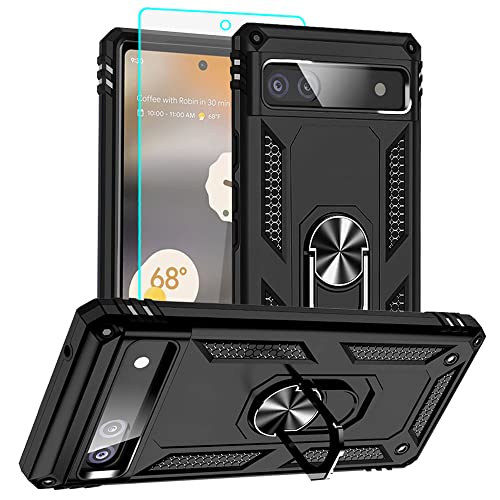 Pixel 6a Hülle, Google Pixel 6A Hülle Metallring Handyhülle & Schutzfolie, Hybrid Case Ständer Stoßstange Handy Hüllen Cover für Google Pixel 6a,Schwarz Pixel 6a Hülle, Google Pixel 6A Hülle Metallring Handyhülle & Schutzfolie, Hybrid Case Ständer Stoßstange Handy Hüllen Cover für Google Pixel 6a,Schwarz von Aozuoton