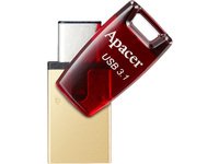 Apacer AH180 64 GB 64 GB USB 3.1 (3.1 Gen 2) Type/Type-C Gold, Red USB Flash Drive – USB-Sticks (USB 3.1 (3.1 Gen 2), Type/Type-C, Swivel, Gold, Red, 0 – 60 °C,-20 – 60 °C) von Apacer