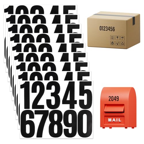 9 Blatt Zahlen Aufkleber,Klebezahlen Wetterfest Schwarz,Zahlen Sticker Groß,0–9 Reflektierende Vinyl Nummern Aufkleber,Selbstklebende Aufklebe Zahle,Wasserdicht Hausnummer für Postkasten Haus Mülltonn von Apausvcm